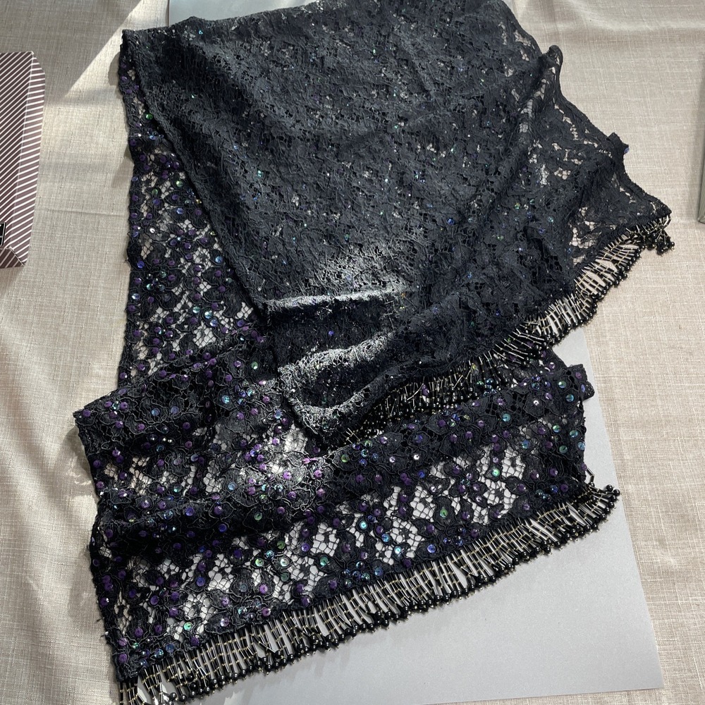 Lillian Vernon Vintage Black Lace Women's Scarf